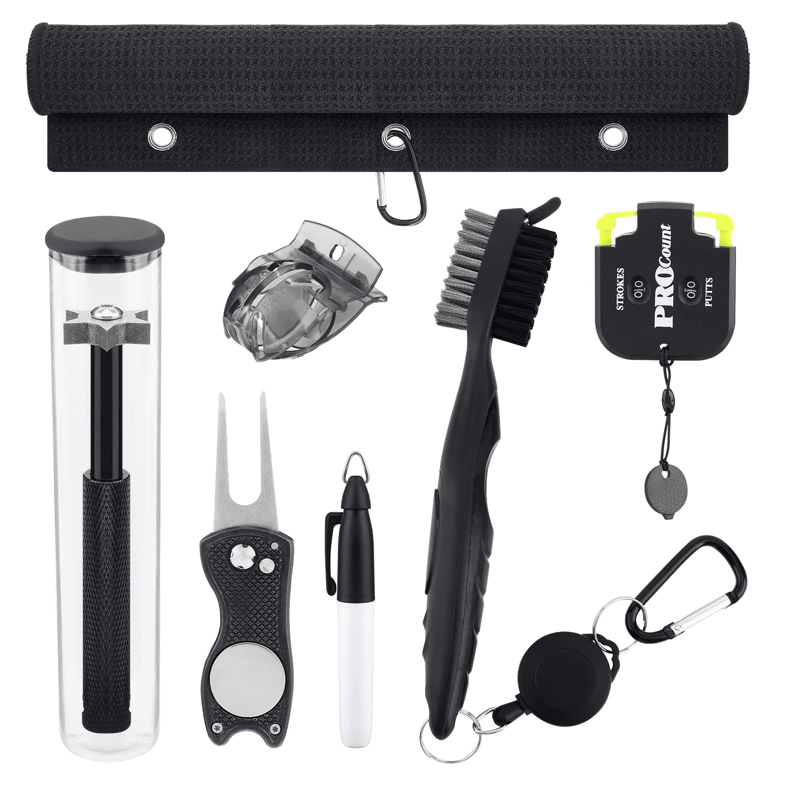 Allnice 7pc Golf Club Cleaning Kit, Microfiber Towel, Brush, Divot Tool ...