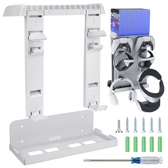 Allnice PSVR2 PS5 Wall Mount Stand Kit Metal Wall Shelf for Playstation