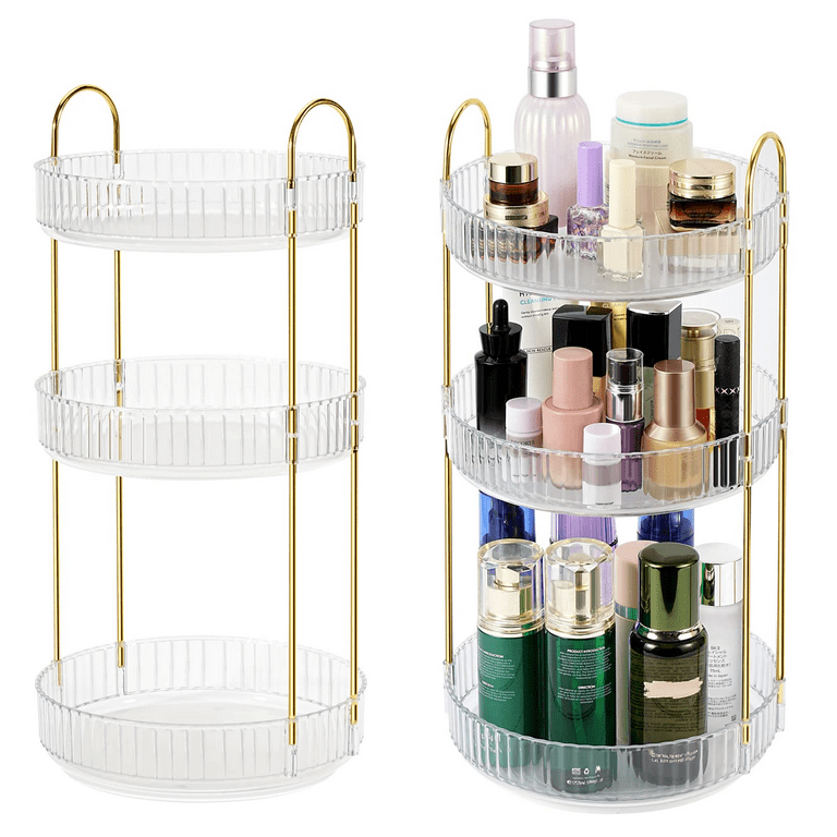 Allnice Rotating Makeup Organizer for Vanity, 3 Layers Big Capacity Makeup  Storage Organizer, Multi-Function Clear Makeup Organizer for Counters