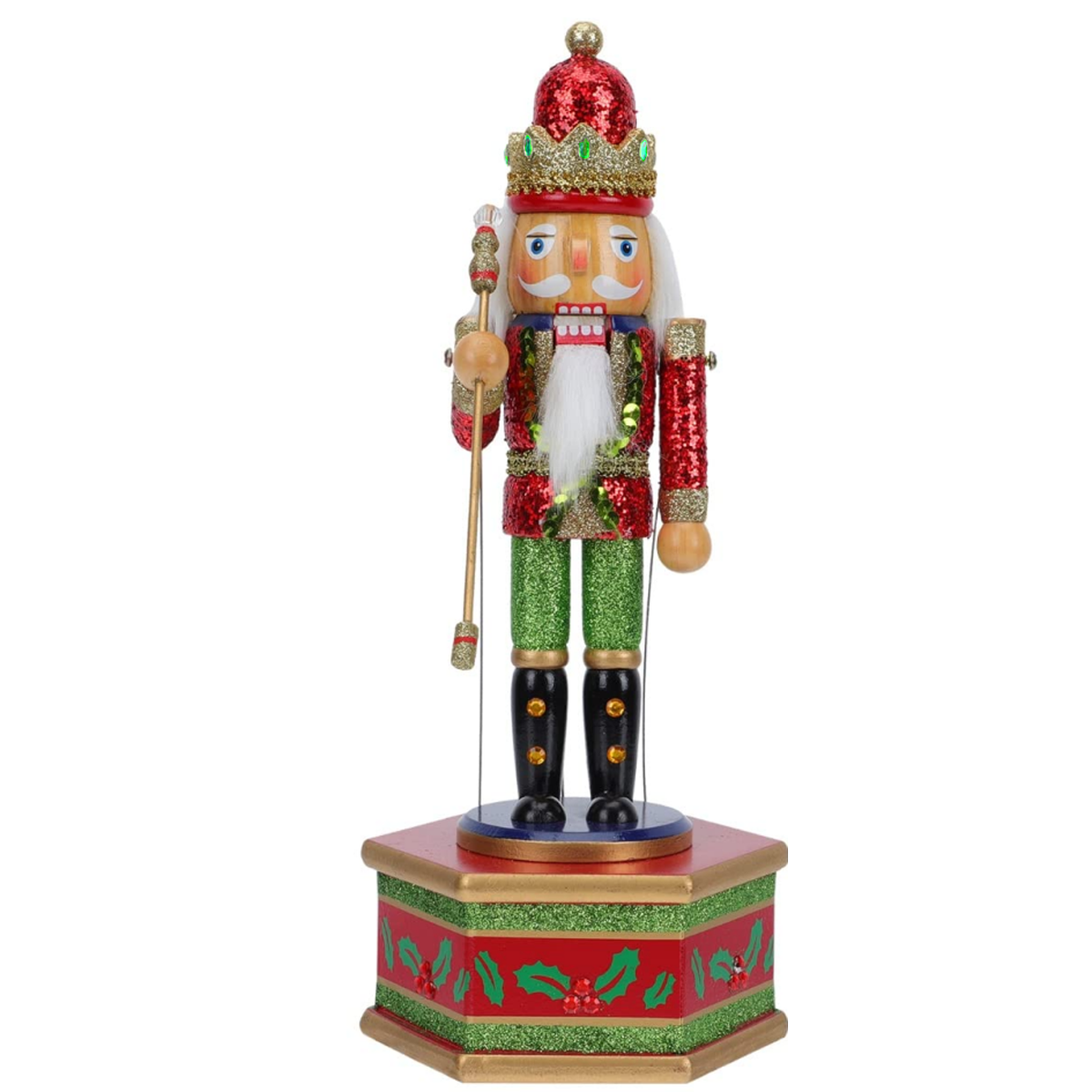 Allnice Wooden Nutcracker Music Box, Christmas Decorations Nutcracker