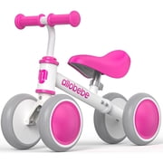 Allobebe Baby Ride-On Balance Bike for 12 30 Months, Adjustable Seat, Soft Silent 4-Wheel Ride-On, Rose Red