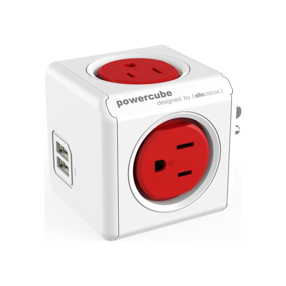 Allocacoc PowerCube Original USB, Surge Protector, Red