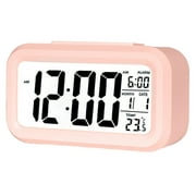 Alloet Digital Alarm Clock Large-character Mute Clock for Bedside Office (Pink)