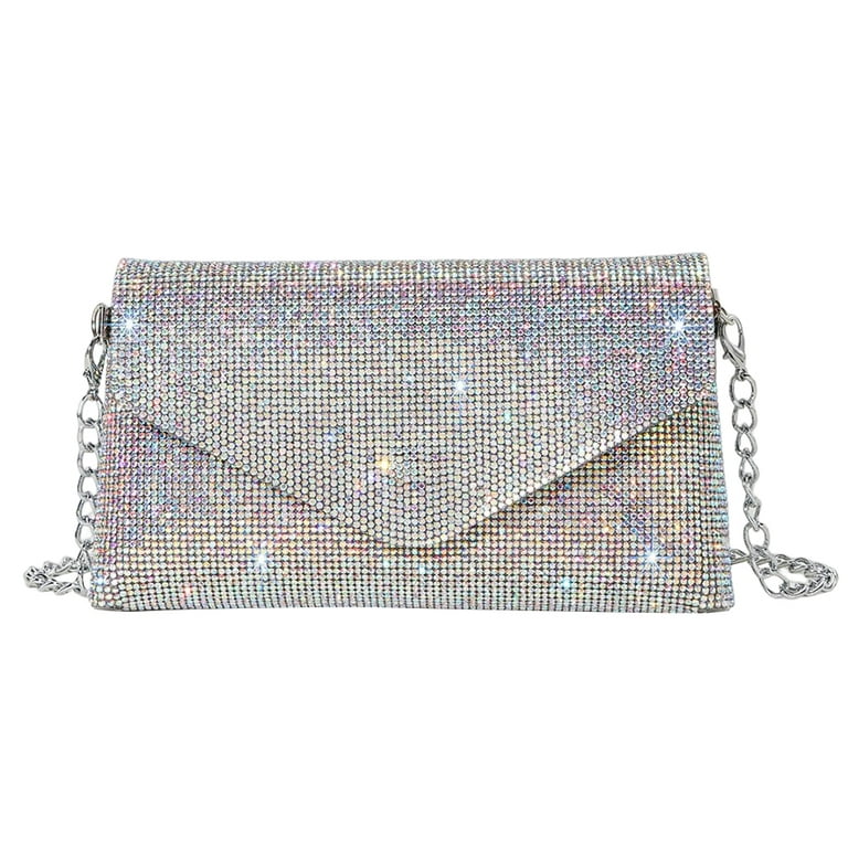 Alloet Rhinestone Envelope Clutch Bag Chain Glitter Evening Bags