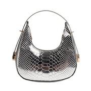 Alloet Women Fashion Handbags Crocodile Pattern U-shaped Hobo Bag for Casual (Silver)