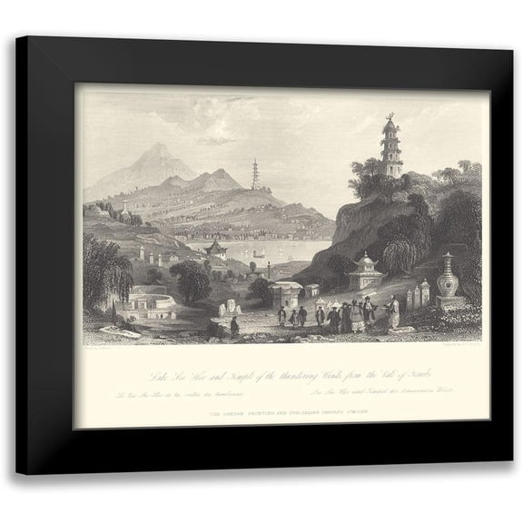 Allom, T. 14x12 Black Modern Framed Museum Art Print Titled - Temple at Lake Lee-Hoo