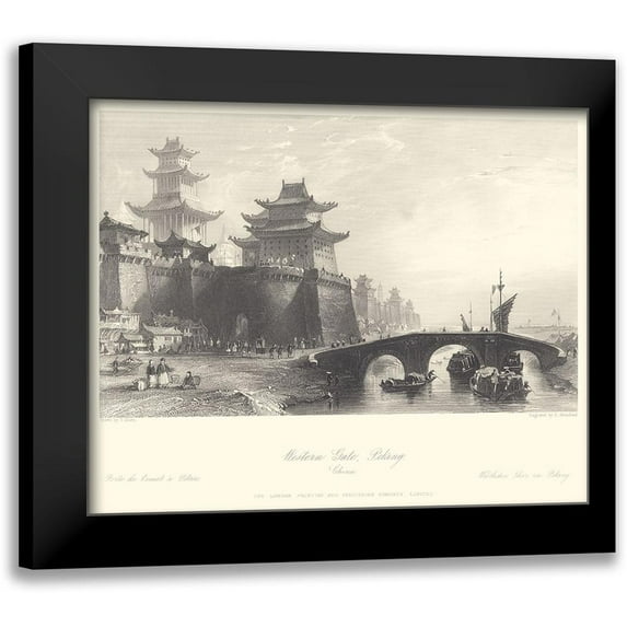 Allom, T. 14x12 Black Modern Framed Museum Art Print Titled - Western Gate Peking