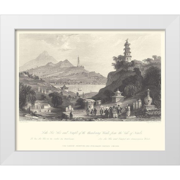 Allom, T. 14x12 White Modern Wood Framed Museum Art Print Titled - Temple at Lake Lee-Hoo