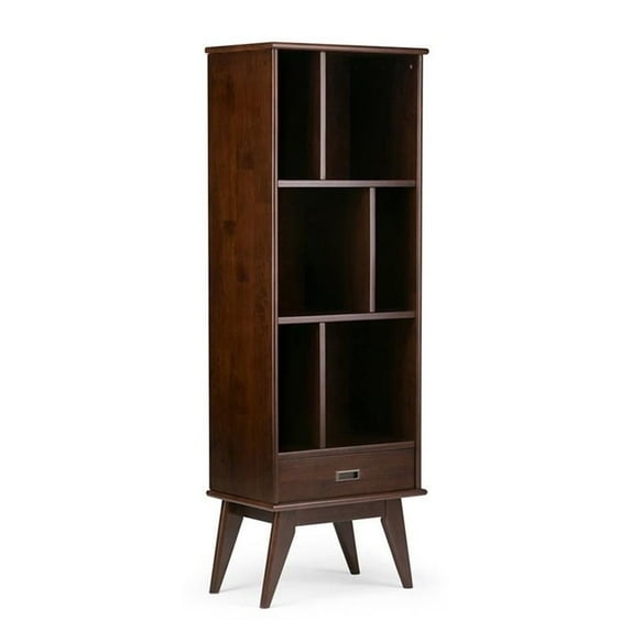 Allora 1 Drawer 64" Solid Wood Modern Bookcase in Auburn Brown
