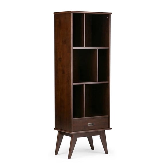 Allora 1 Drawer 64" Solid Wood Modern Bookcase in Auburn Brown