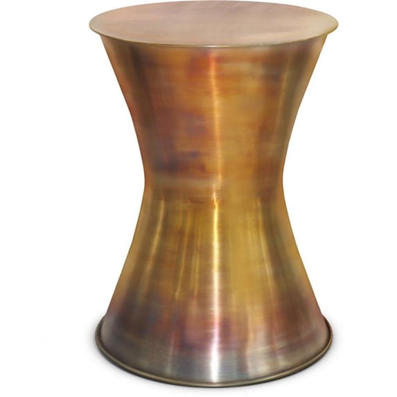 Allora 15" Contemporary Solid Metal Side Table in Tarnished Brass