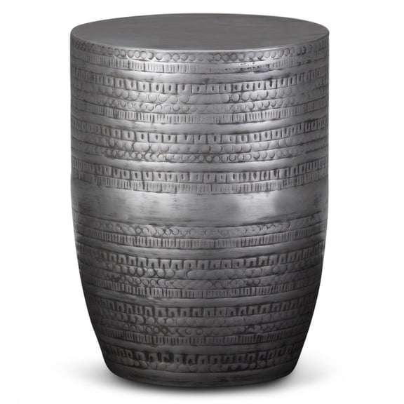 Allora 15" W Metal Large Accent Side Table in Antique Silver