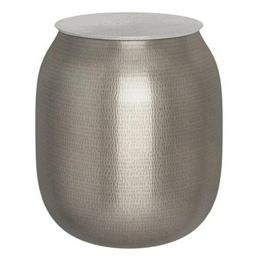 Allora 19" Contemporary Metal Storage End Table in Antique Silver
