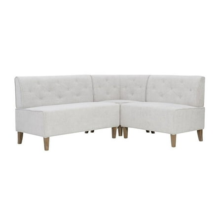 Allora 19" Transitional Fabric Upholstered Corner Nook Bench in Gray