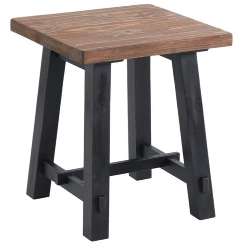 Adam 27" Natural and Black Solid Wood Side Table