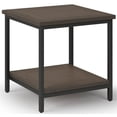 thumbnail image 1 of Allora 22" Square Modern Metal End Table in Walnut Brown/Black, 1 of 6