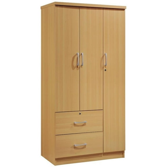 Allora 3 Door Armoire with 2 Drawers 3 Shelves in Beech