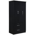 Allora 3 Door Armoire with 2 Drawers 3 Shelves in Black