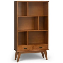 Allora 3 Drawer 64" Modern Solid Wood Bookcase in Teak Brown