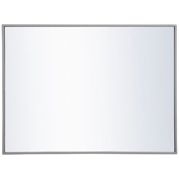 Allora 32" x 24" Mid Century Metal Frame Clear Beveled Mirror in Gray