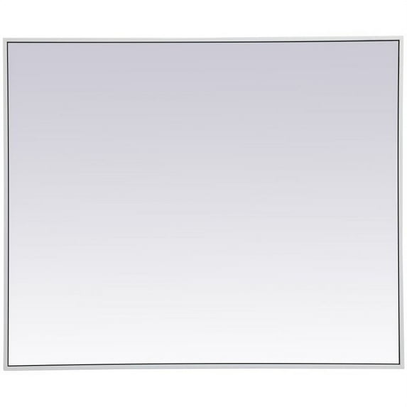 Allora 36" x 30" Mid Century Metal Frame Clear Beveled Mirror in White