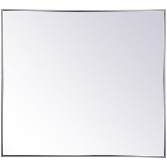 Allora 40" x 36" Mid Century Metal Frame Clear Beveled Mirror in Gray