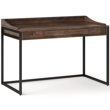 Allora 48" Solid Wood Modern Computer Desk in Rustic Aged Brown