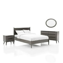 Allora 4pc Wood Bedroom Set - Cal King Nightstand Dresser Oval Mirror in Gray