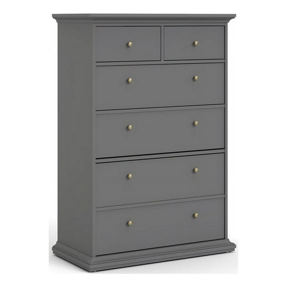 Allora 6 Drawer Engineered Wood Chest in Black Lead