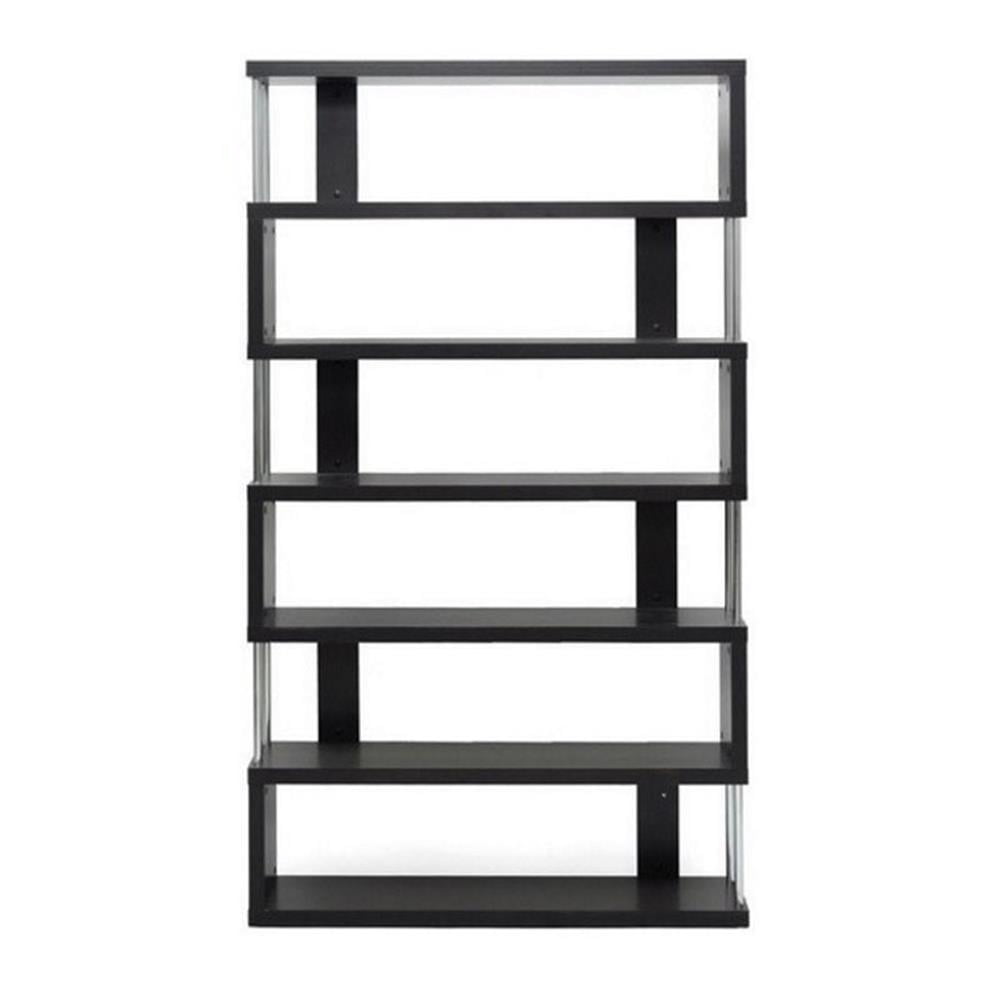 Allora Dark Brown Faux Wood 6-Shelf Modern Bookcase