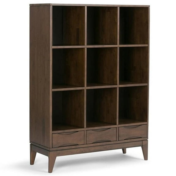 Allora 9 Cubby Wooden Bookcase in Walnut Brown