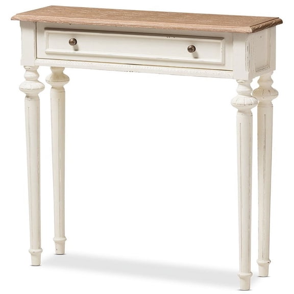 Allora Contemporary Console Table in Weathered Oak and White
