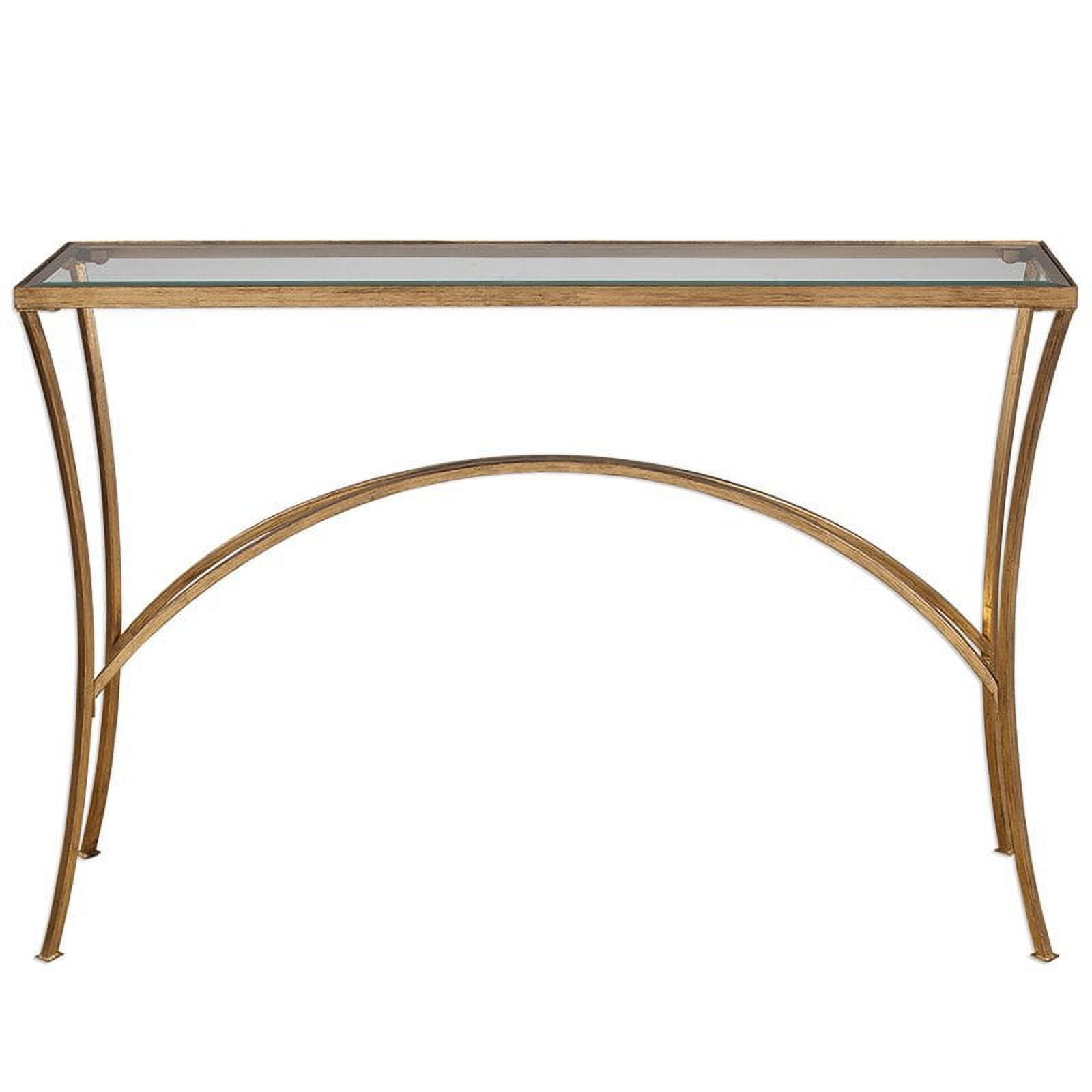 Gold and Glass Arched Console Table with Metal Frame