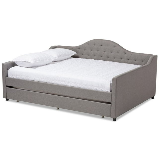Allora Contemporary Tufted Queen Daybed with Trundle in Grey - Walmart.com