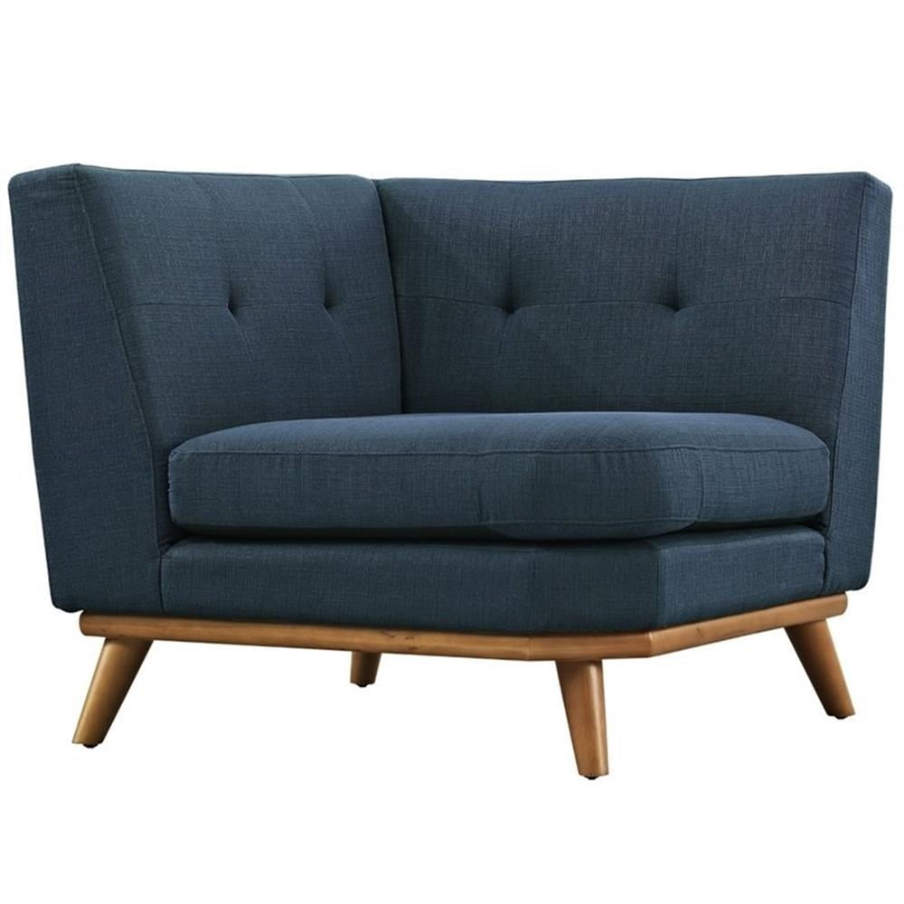Azure Upholstered Fabric Corner Sofa with Rubber Wood Legs