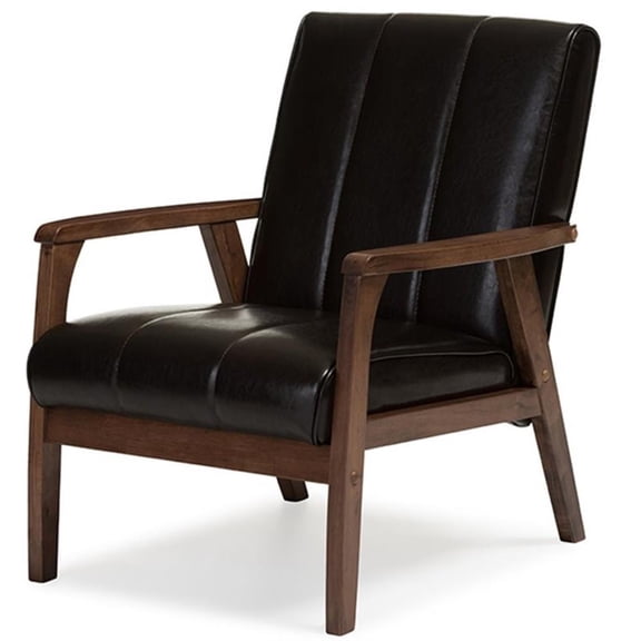 Allora Faux Leather Accent Chair in Dark Brown and Walnut