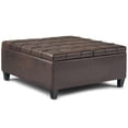 thumbnail image 1 of Allora Faux Leather Coffee Table Ottoman in Distressed Brown, 1 of 9