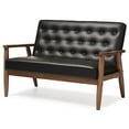 thumbnail image 1 of Allora Faux Leather Tufted Loveseat in Black, 1 of 6