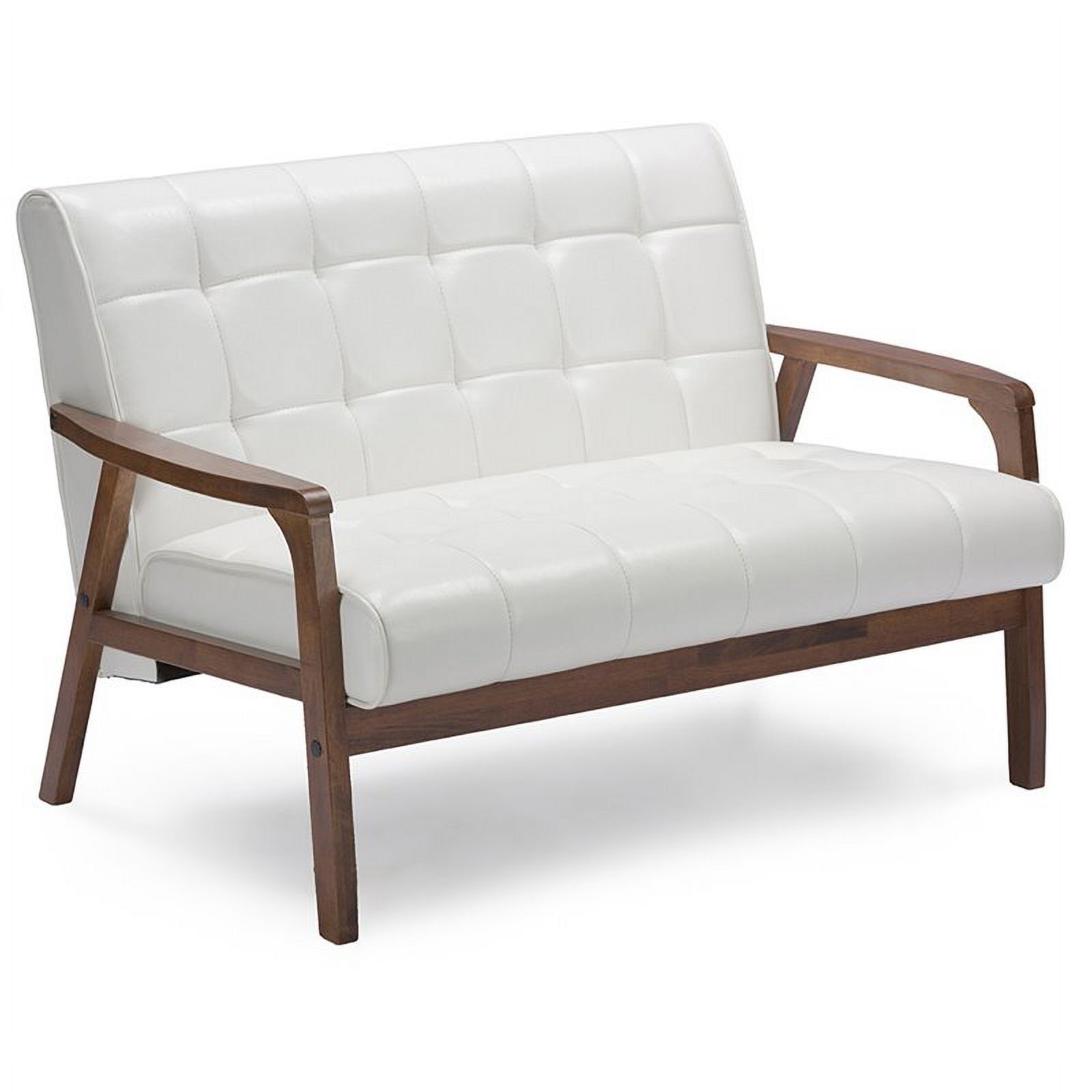 Allora Faux Leather Tufted Loveseat in White