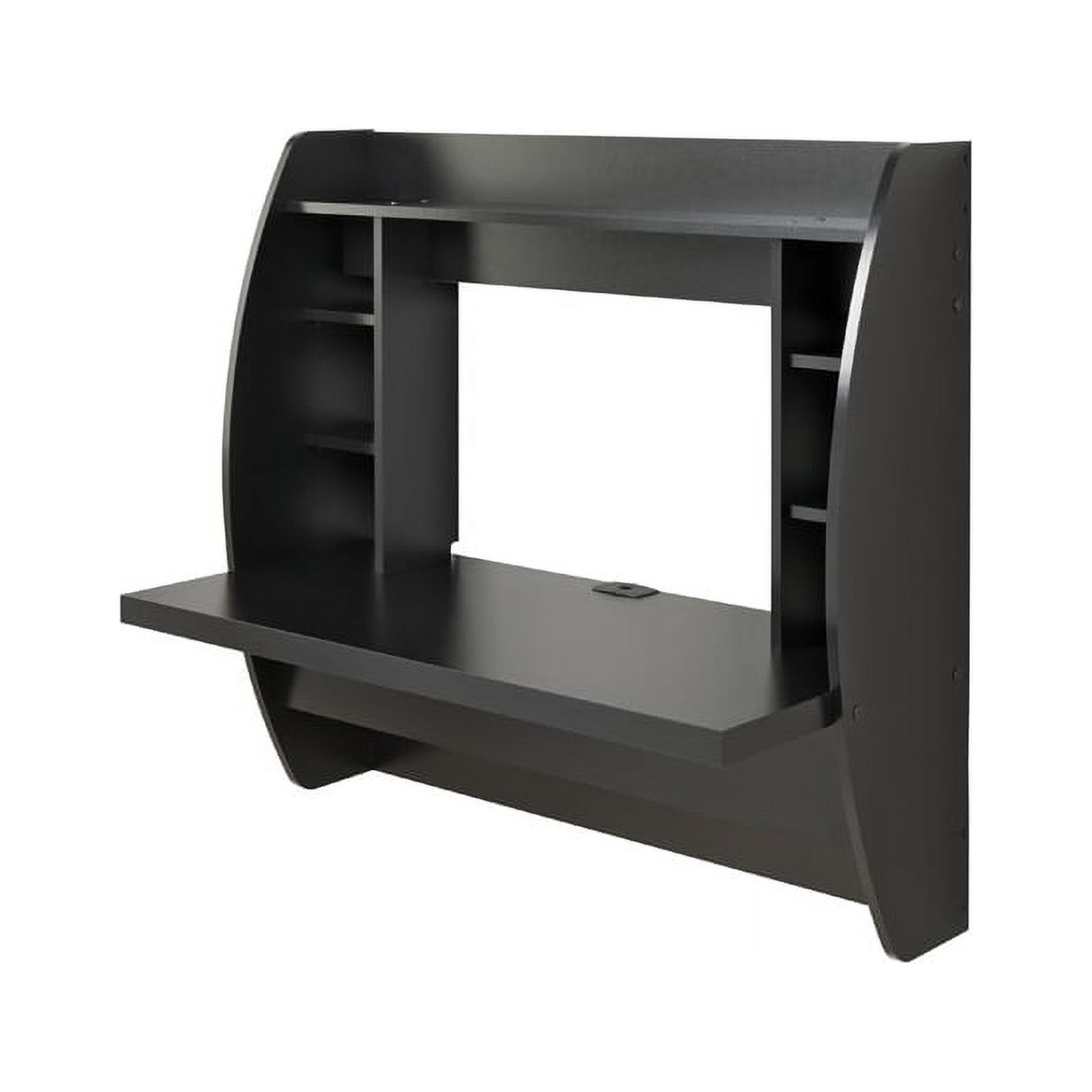 Allora Floating Computer Desk with Storage in Black