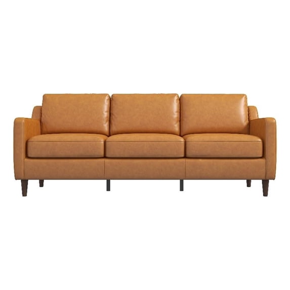 Allora Genuine Italian Leather Upholstered Sofa in Cognac/Tan