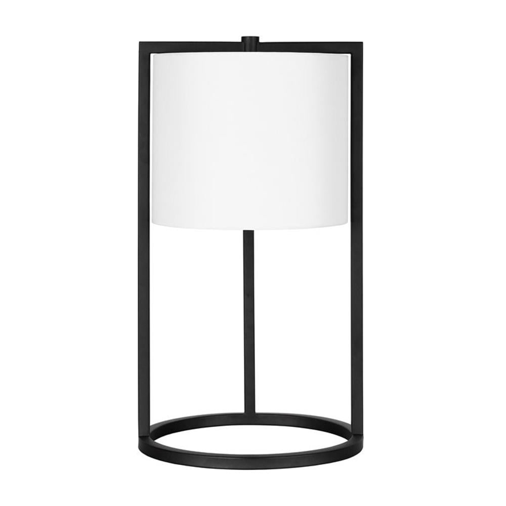 Blackened Bronze Metal Table Lamp with White Drum Shade