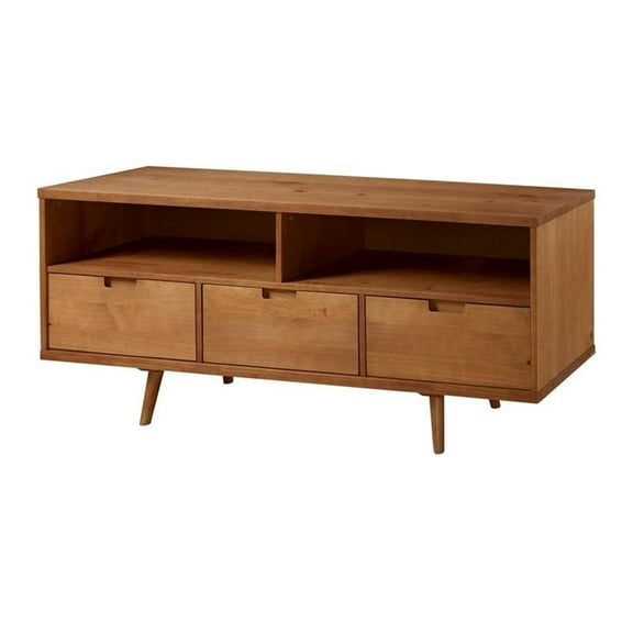 Allora Mid-Century 3-Drawer Wood TV Stand for TVs up to 58" in Caramel