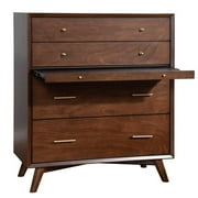 Allora Mid Century 4 Drawer Accent Chest in Walnut Brown
