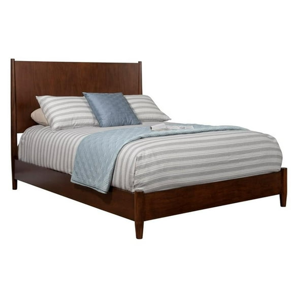 Allora Mid Century California King Panel Bed in Walnut (Brown)
