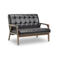 thumbnail image 1 of Allora Mid-Century Faux Leather Loveseat in Brown, 1 of 4
