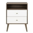 thumbnail image 1 of Allora Mid Century Modern 2-Drawer Nightstand in Gray & White, 1 of 3