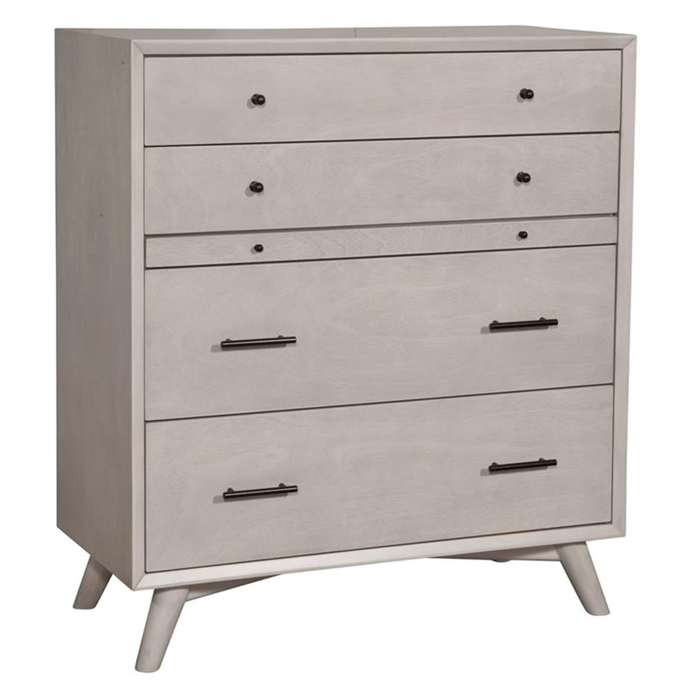 Gray Solid Wood Vertical Chest with Felt Lined Drawers