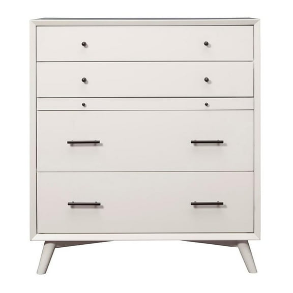 Allora Mid Century Modern 4 Drawer Multifunction Chest in White