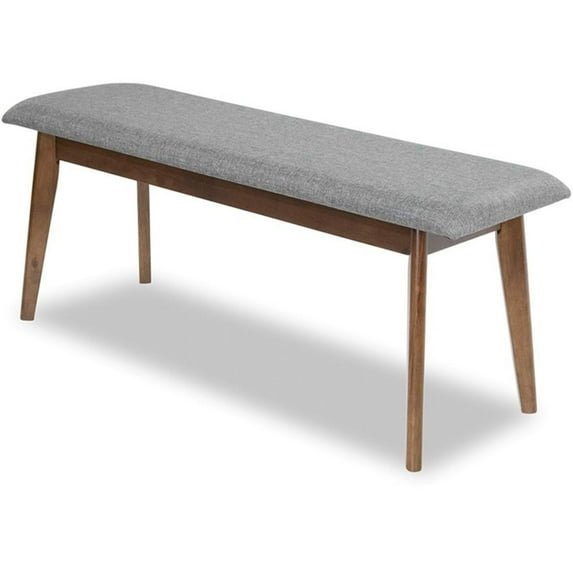 Allora Mid-Century Modern Design Small Fabric Upholstered Dining Bench in Gray